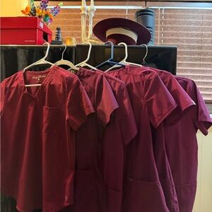 Burgundy Medical Scrub Tops - Lot